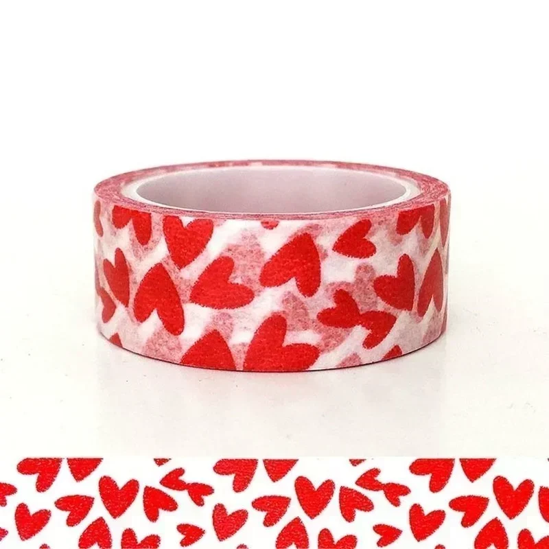 Cinta adhesiva decorativa de corazones rojos para manualidades - imagen 4