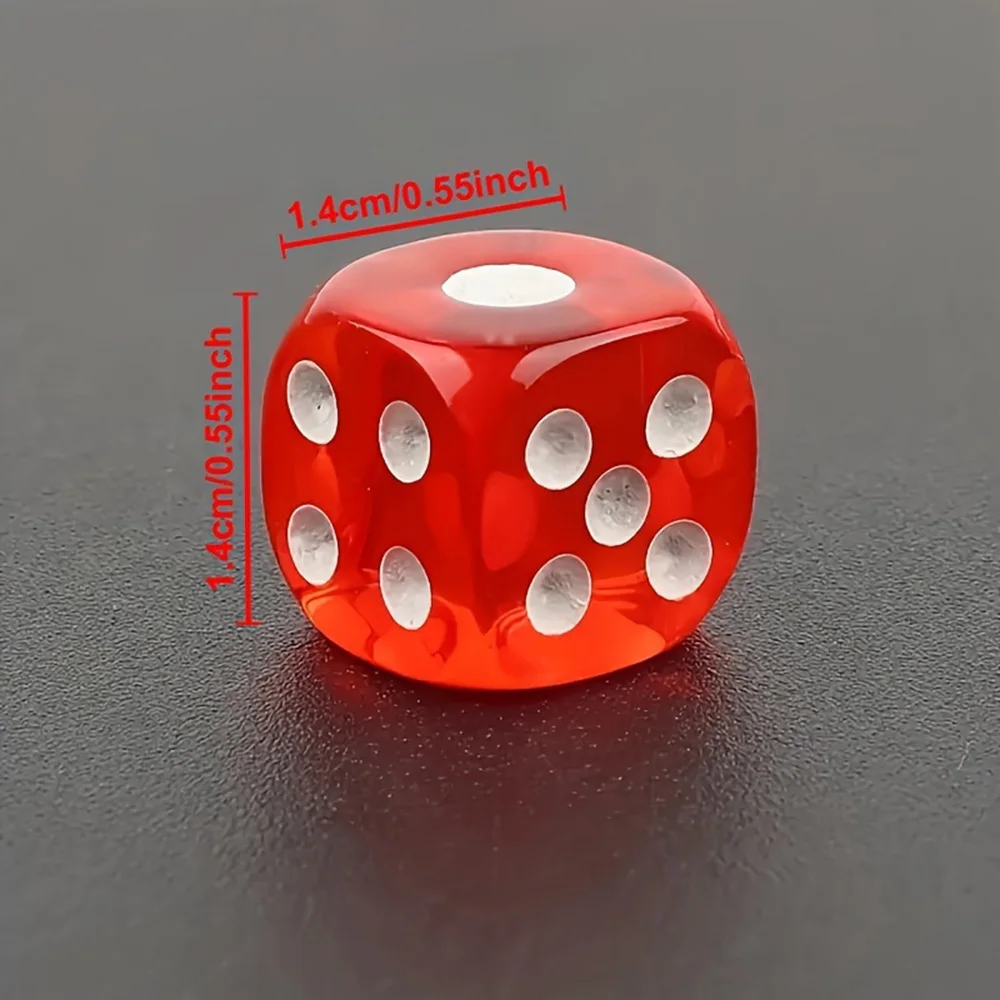 Caja abierta mostrando el juego completo de dados