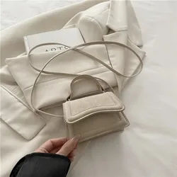 Bolso bandolera mini cuadrado de ante liso para mujer