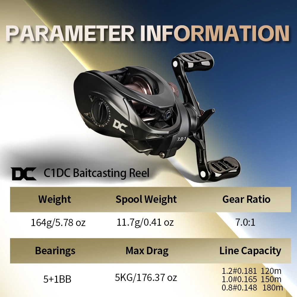 Carrete baitcasting Rexcast DC para lanzamientos largos