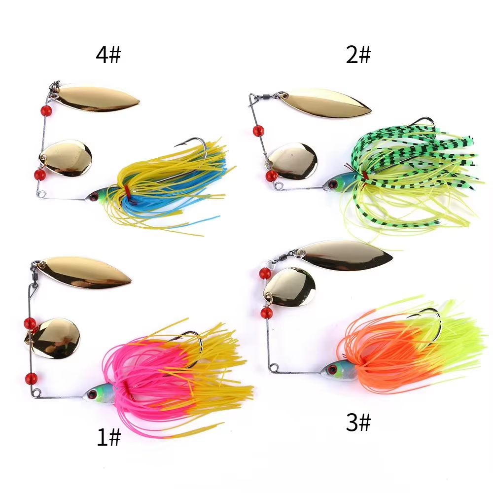 Spinnerbait Doble Hoja Colorado para Lubina con Falda Silicona - imagen 4