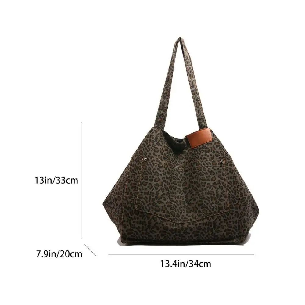 Bolso tote de leopardo en canvas grande con bandolera - imagen 2