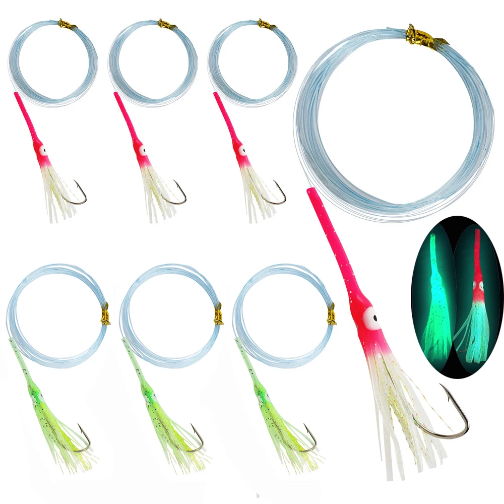 Señuelos luminosos pre-atados anti-mordida pulpo-calamar para anguila - imagen 3