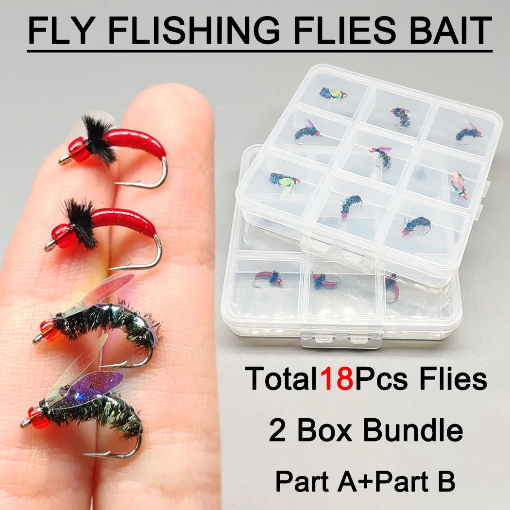 Cajas de señuelos con mosca ninfas húmedas para truchas y carpas - imagen 3