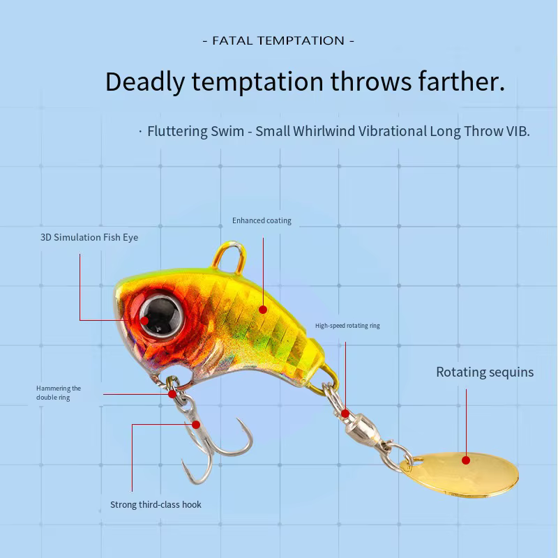 Señuelo cuchara vib con lentejuelas para pesca a mosca trucha - imagen 2