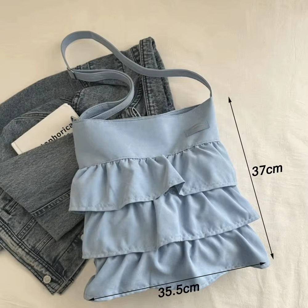 Bolso Tote de Tela con Volantes en Capas – Ligero y Espacioso - imagen 3