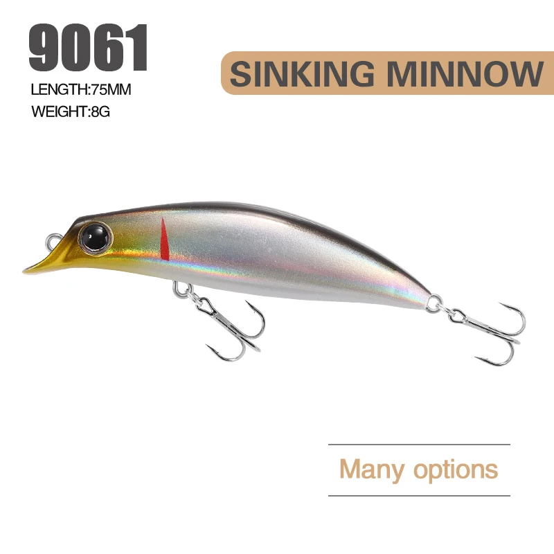 Señuelo de pesca tipo pececillo con acabado láser y ojo 3D