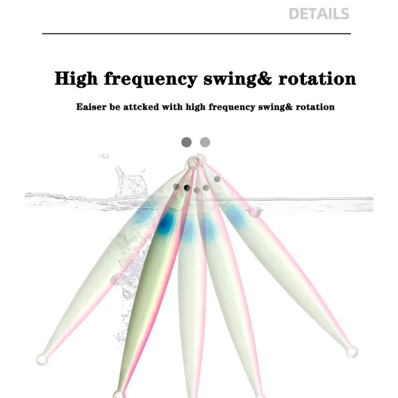 Jig metálico hundimiento rápido cabeza UV brillante – Pesca jigging - imagen 3