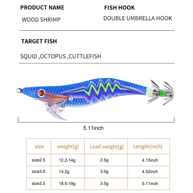 Balanzze Señuelo Egi Camarón Luminoso – Ojos 3D Jigging Calamar