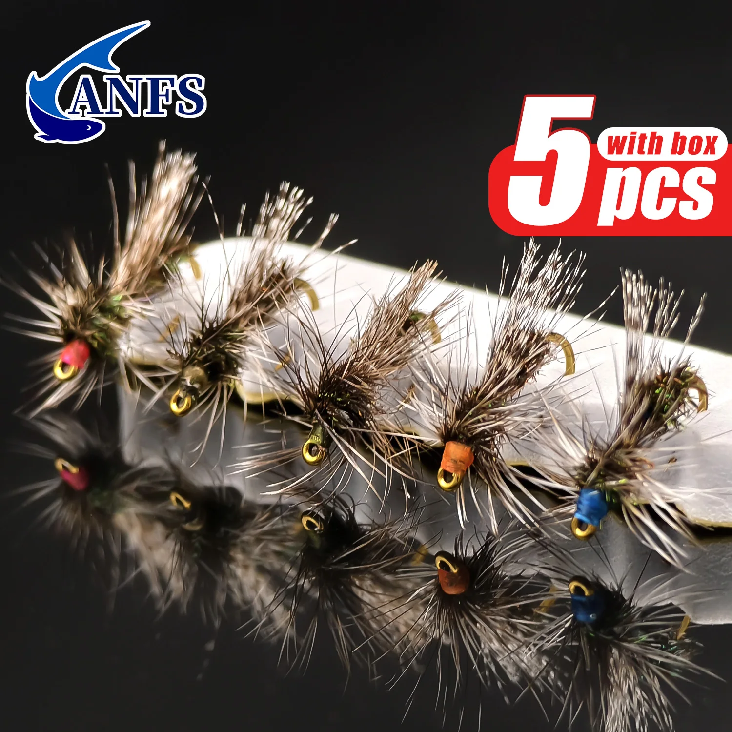 Detalle de moscas secas ANFS con hackle visible