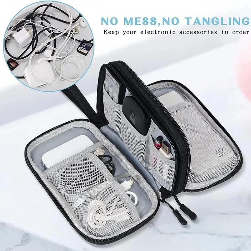 Organizador de cables impermeable doble capa portátil para viajes - imagen 4