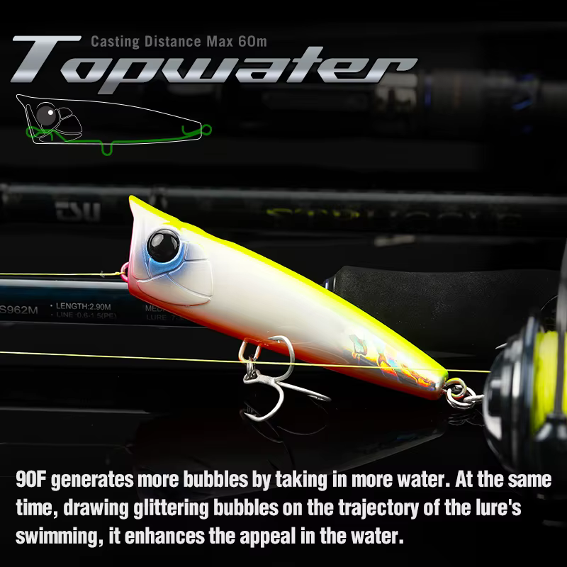 Popper Tsurinoya Dasher 90F agua salada - imagen 5
