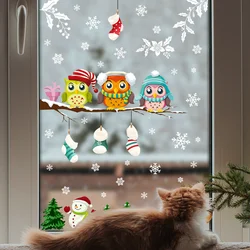 Pegatina navideña de búho con copo de nieve para pared y ventana