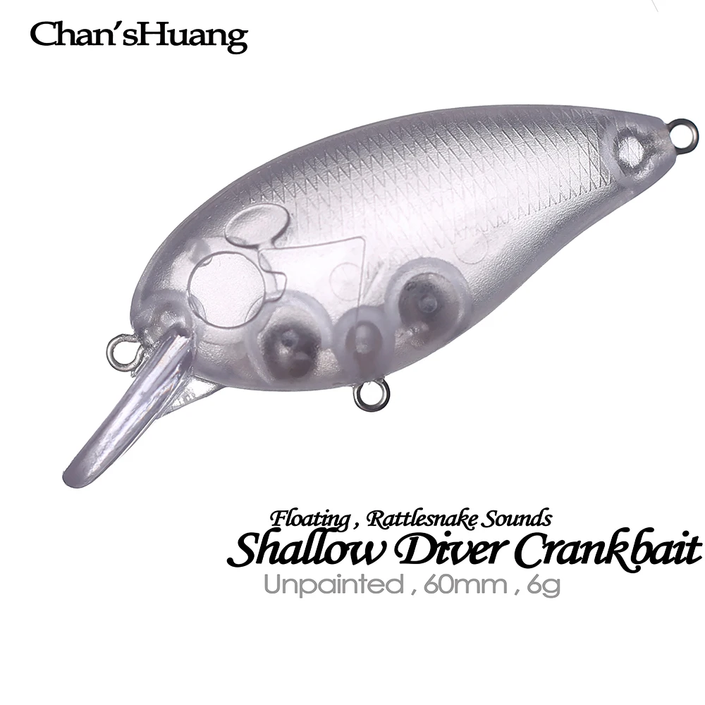 Chan'sHuang Crankbait de Buceo Poco Profundo 6cm 6g – Cebo en Blanco DIY - imagen 2