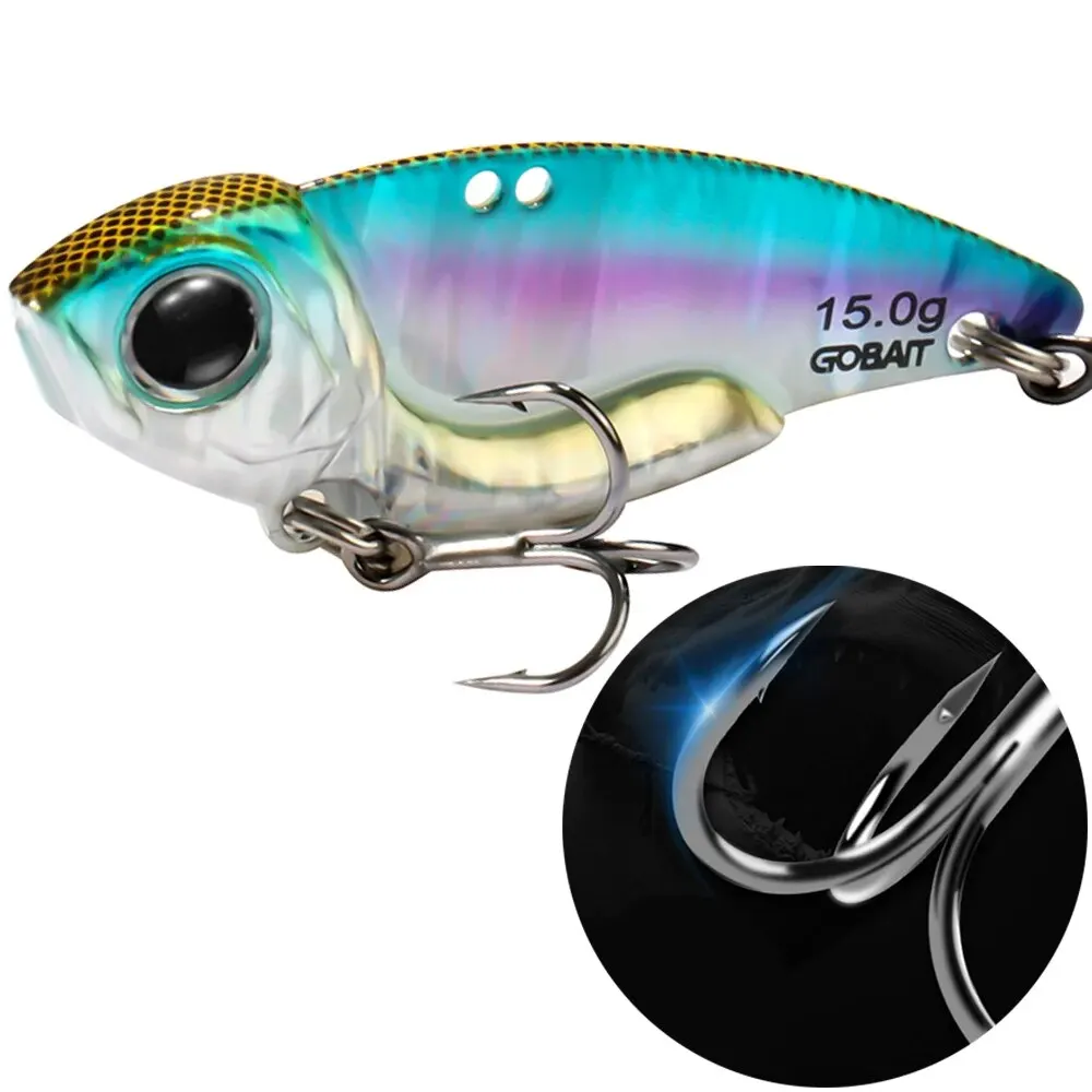 Spinnerbait metálico vibratorio con anzuelos triples para pesca