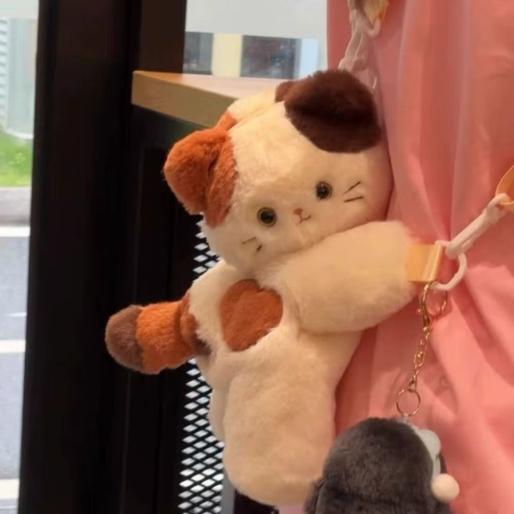 Bolso bandolera de gato con correa de cadena y peluche - imagen 4