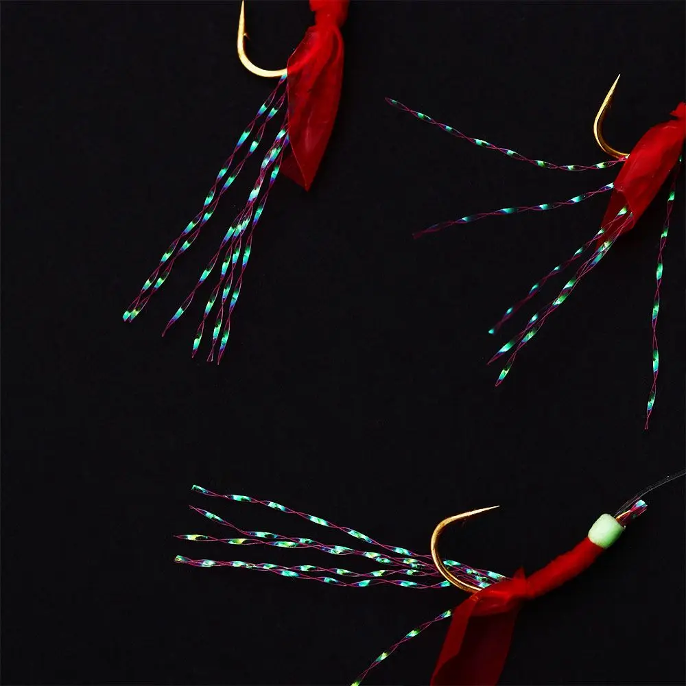 Aparejos Sabiki con plumas y señuelo de falda para pesca en cadena - imagen 5