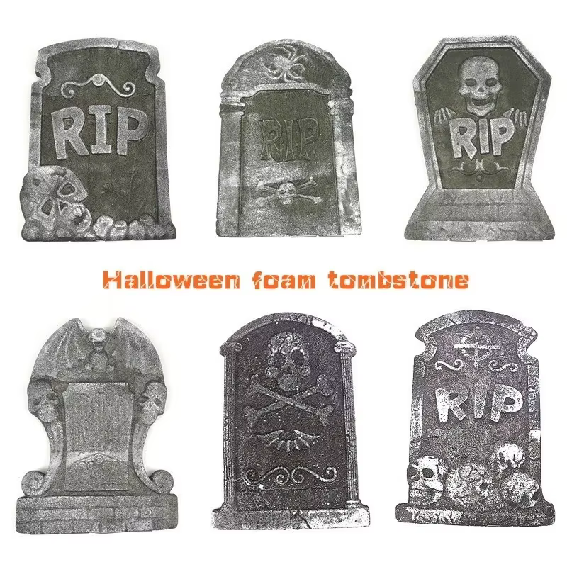 Lápida de espuma decorativa para Halloween vista frontal