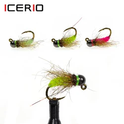 IcERIO Jig Head Tungsteno con púas para ninfa