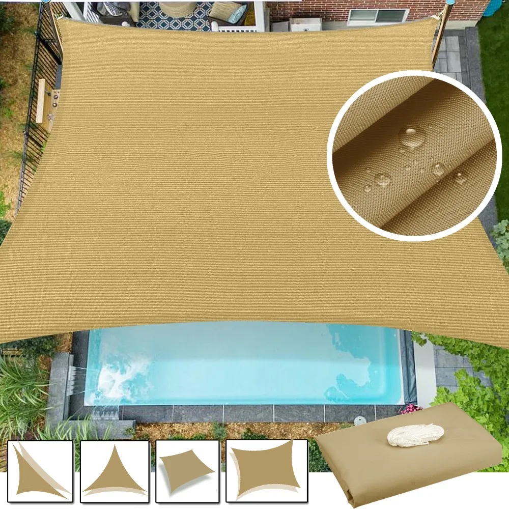 Vela parasol impermeable de jardín UV con borde curvo y toldo protector de sombra
