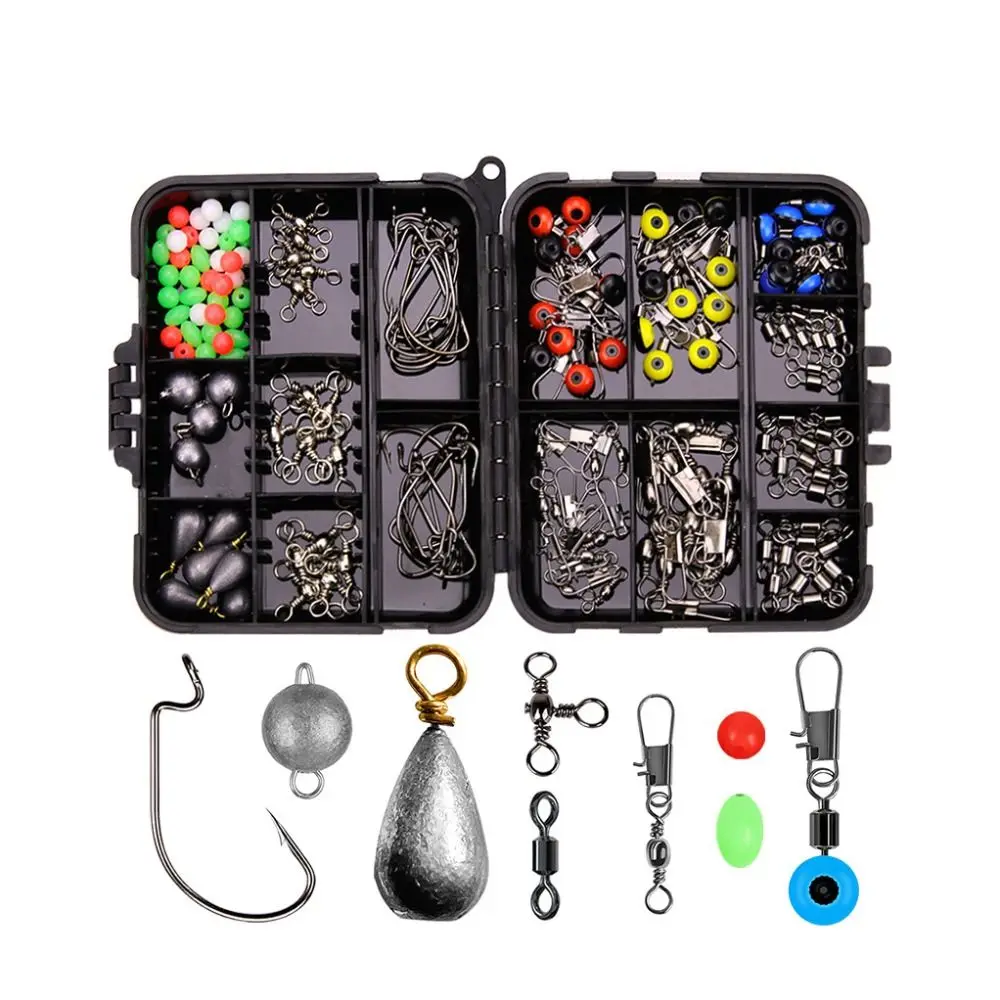 Kit de Pesca completo con plomos y anzuelos en caja portátil