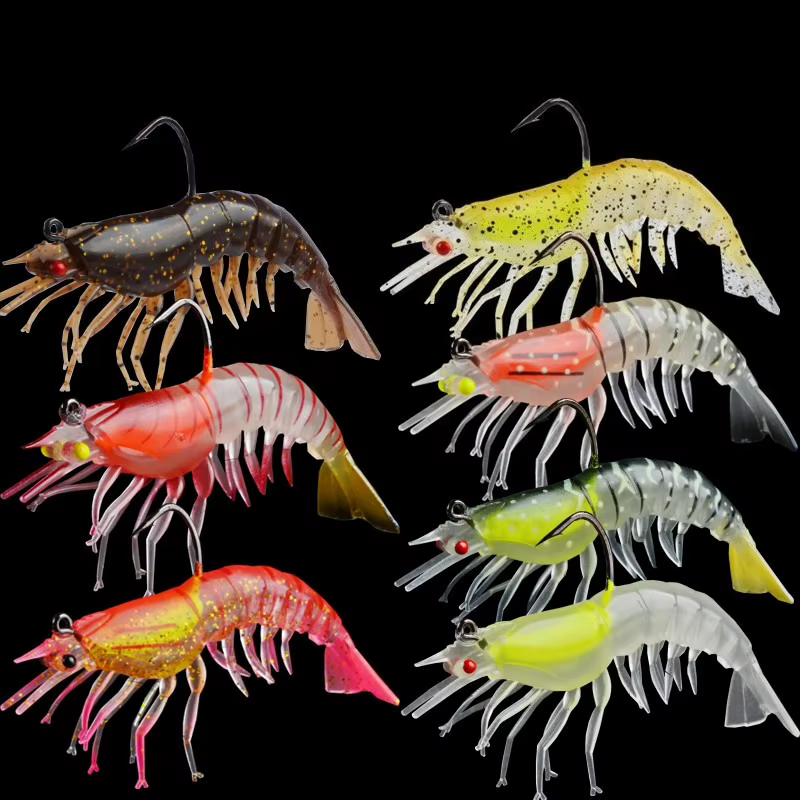 Señuelos luminosos de plomo con camarón de vinilo para agua dulce - imagen 5