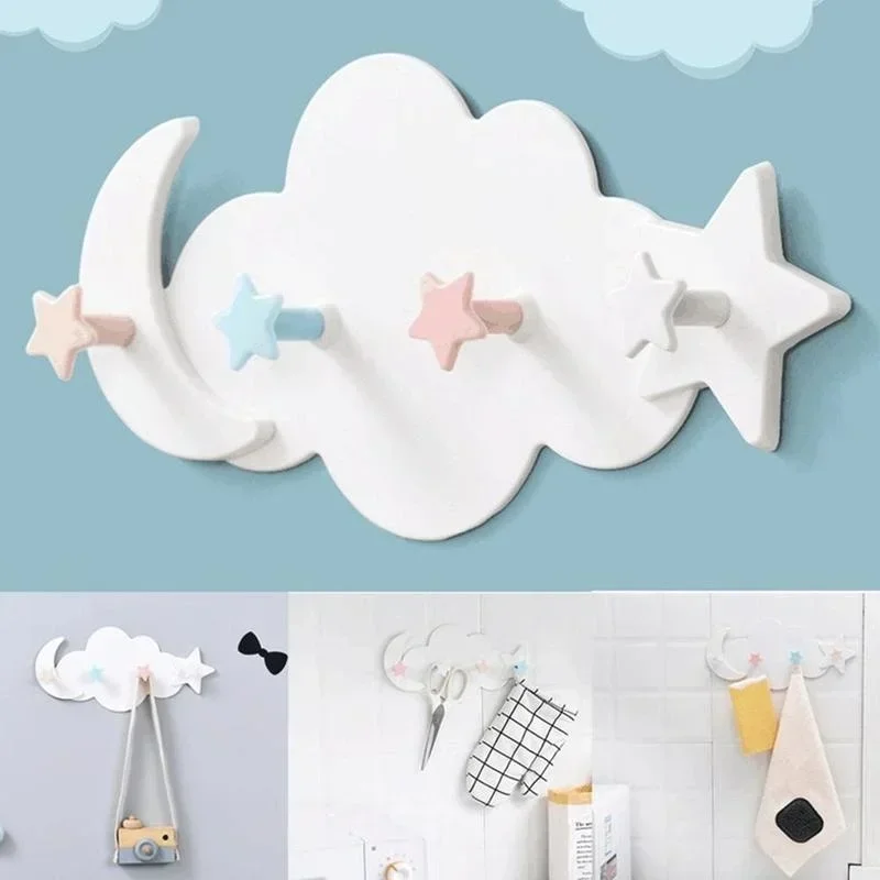 Ganchos decorativos con forma de nube, estrella y luna