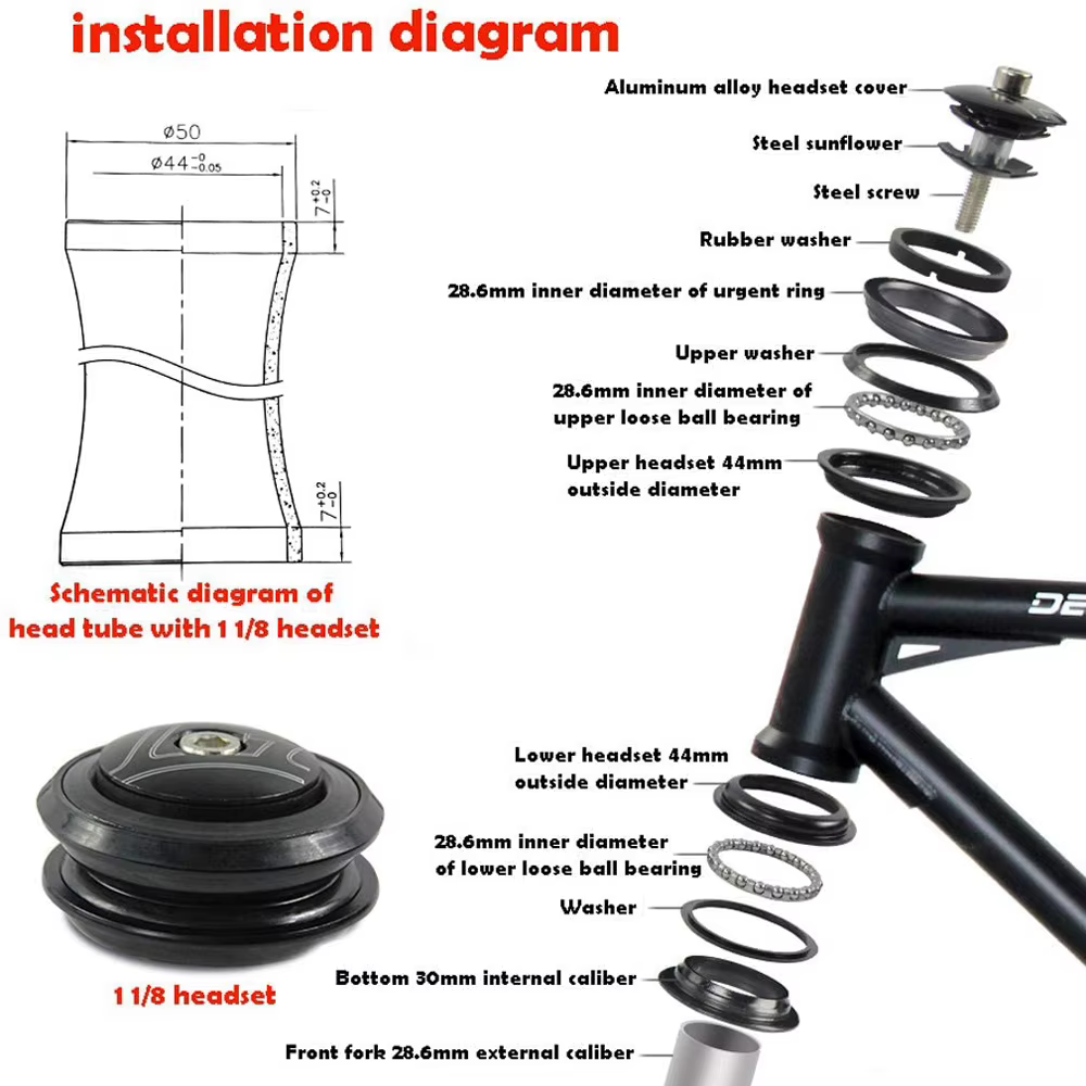 Horquilla de Dirección Externa para Bicicleta de Carretera – 44mm 1 1/8 - imagen 3