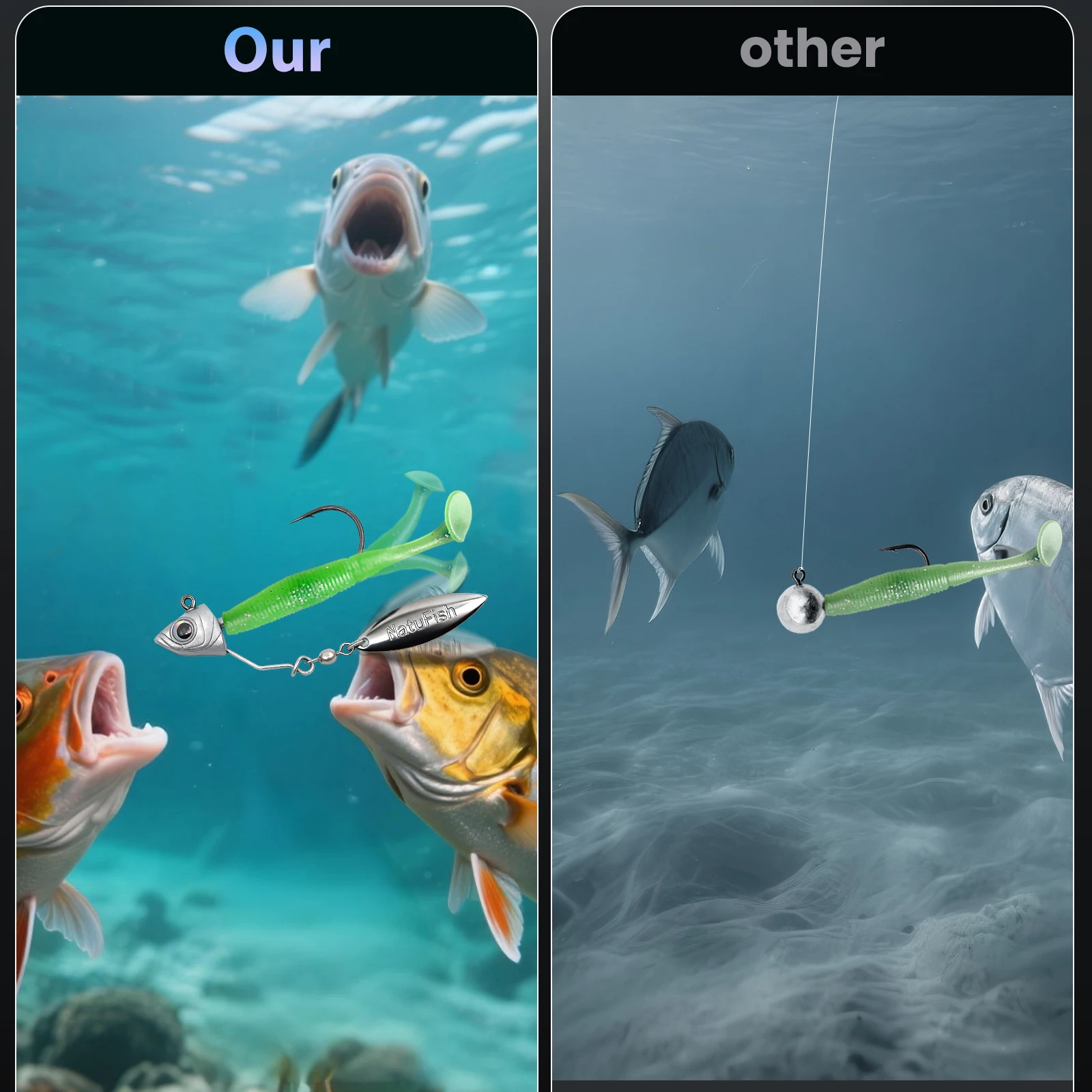 FishTrip Jig Head Underspin con cuchilla de latón para lubina - imagen 5
