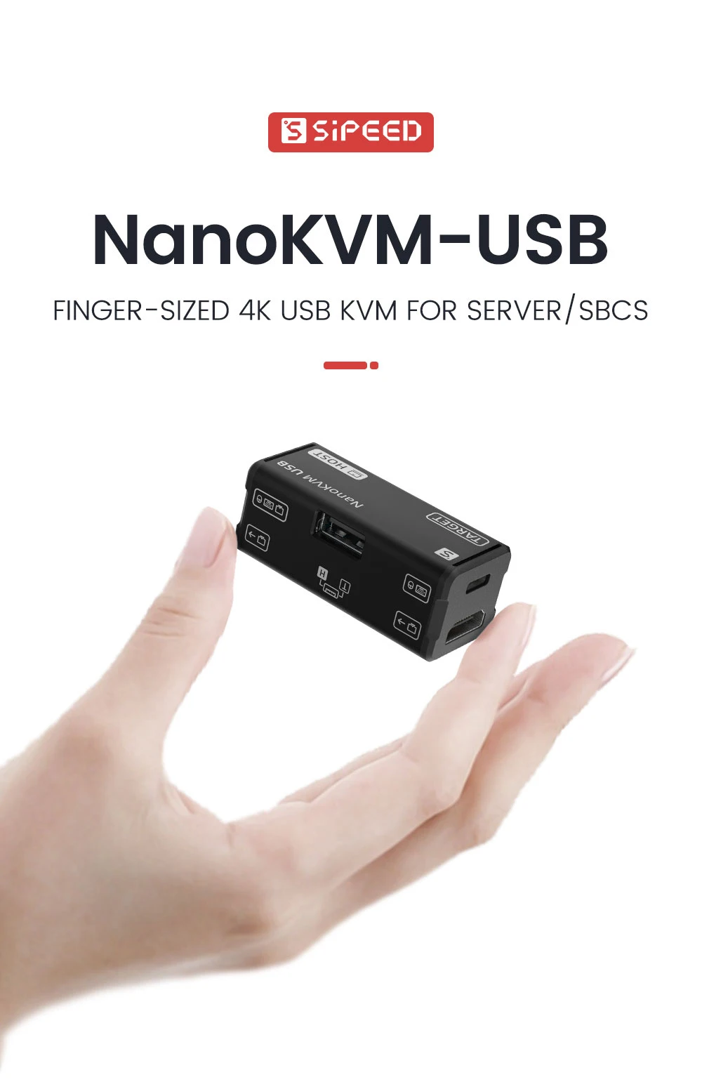 Nano KVM-USB con conexiones para host/target