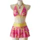 Bikini de cintura alta floral con falda para playa de verano