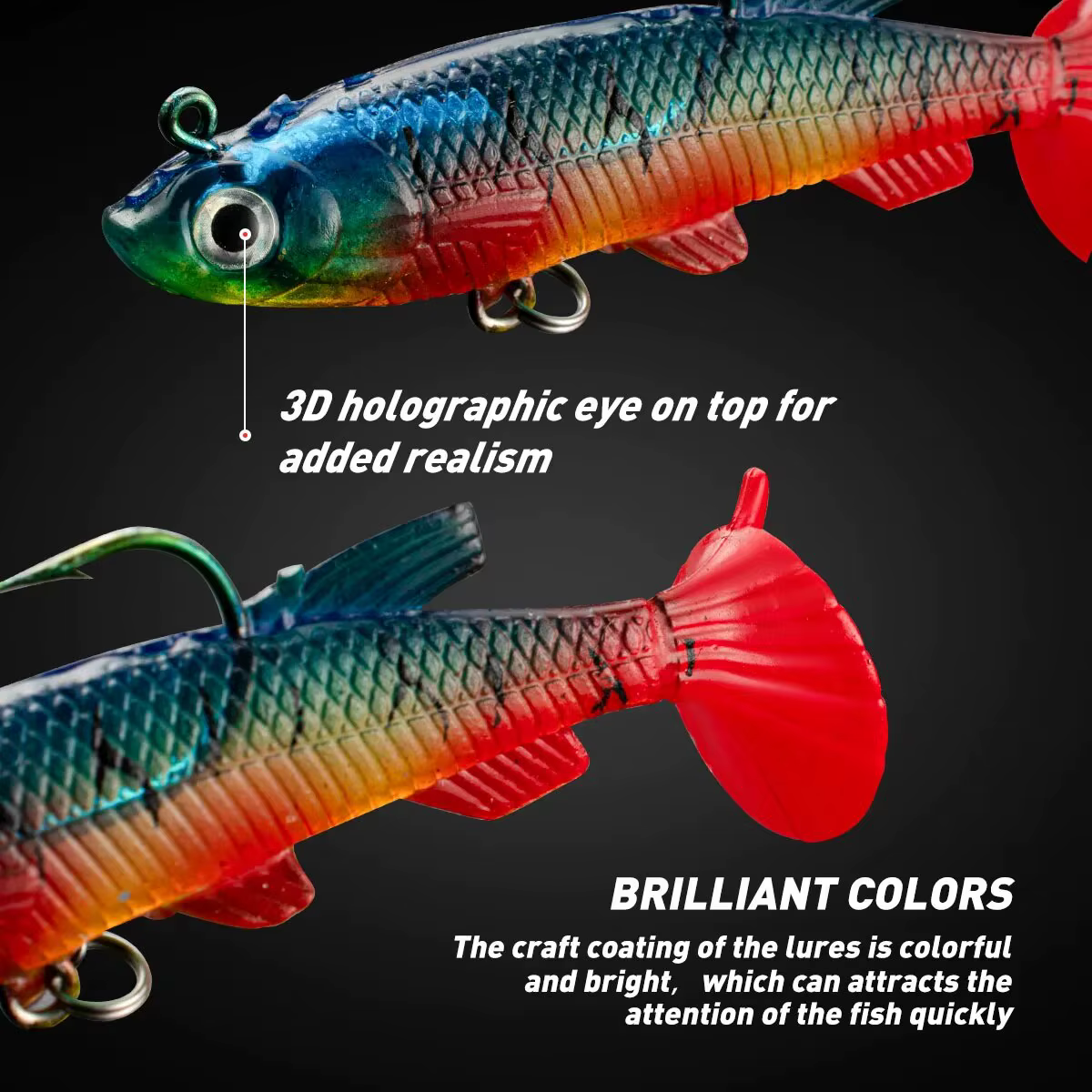 Señuelo swimbait jig head con cola de paleta para lubina - imagen 3