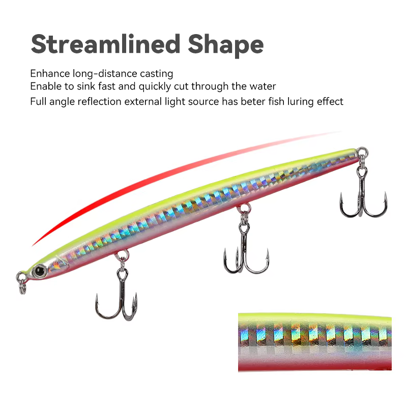 Tsurinoya Long Casting 110S – Señuelo pluma hundido para lubina y depredadores - imagen 3