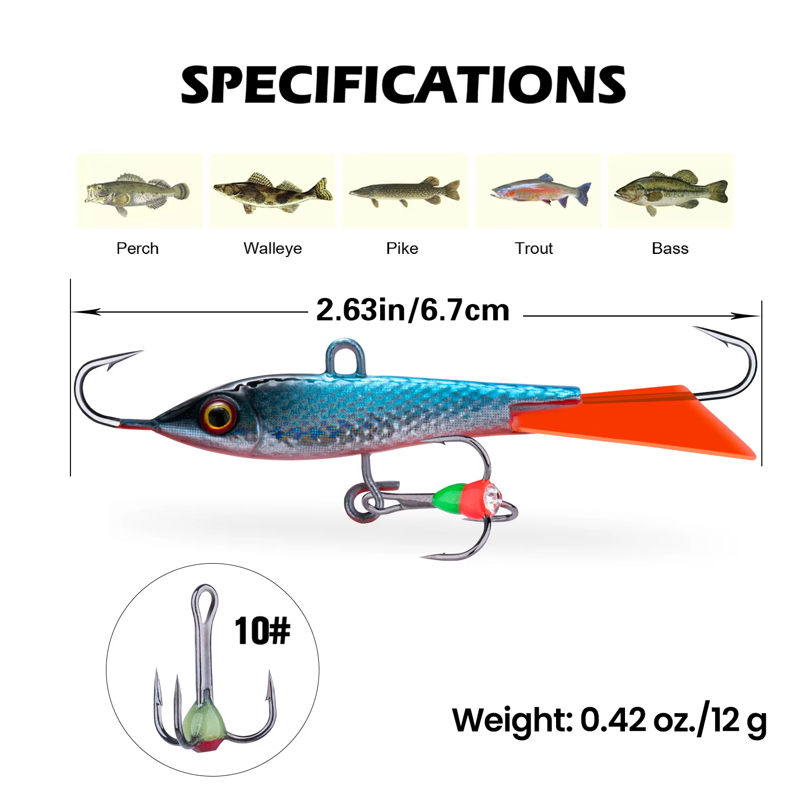 Goture Wobbler Hielo 40mm 12g – Ojos 3D equilibrado Jigging - imagen 4