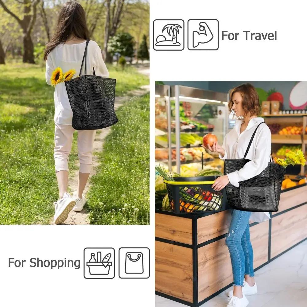 Bolso Tote Caqui de gran capacidad con bolsillos de malla - imagen 3