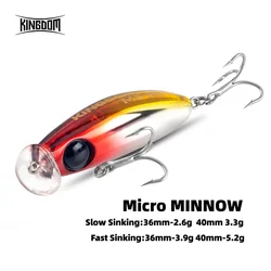 Kingdom hundimiento lento Minnow Jerkbait para trucha y lubina