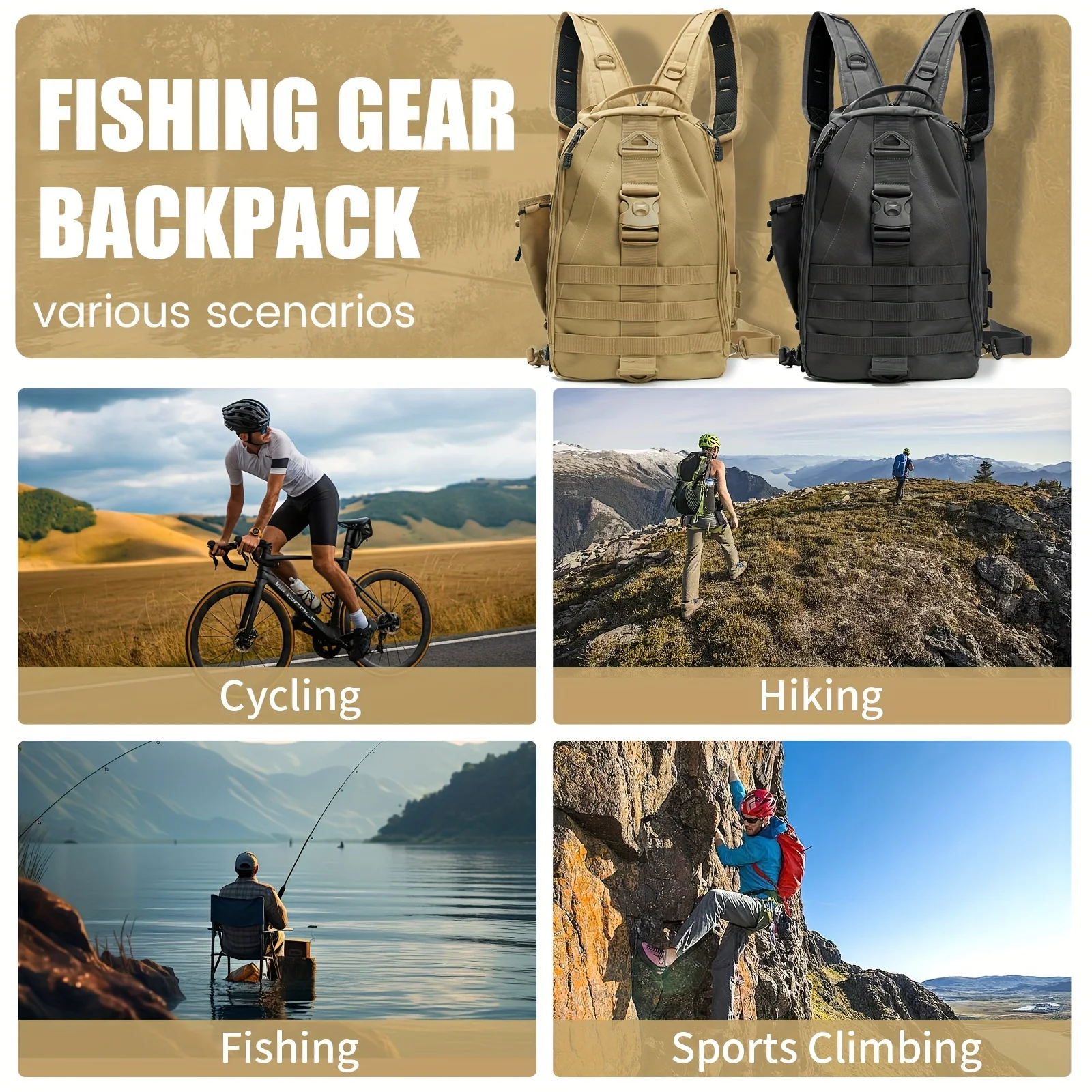 Mochila impermeable YOTO para pesca – Diseño ligero con organizador - imagen 5