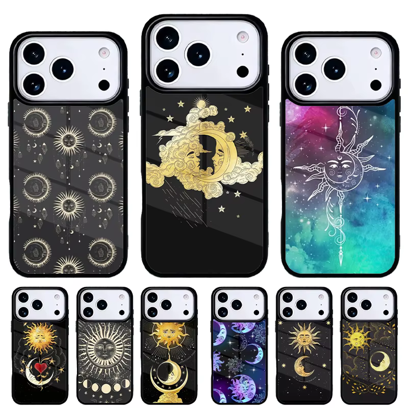 Funda Sun Moon iPhone 17 Air 16e 15 14 13 Pro Max – Carcasa trasera