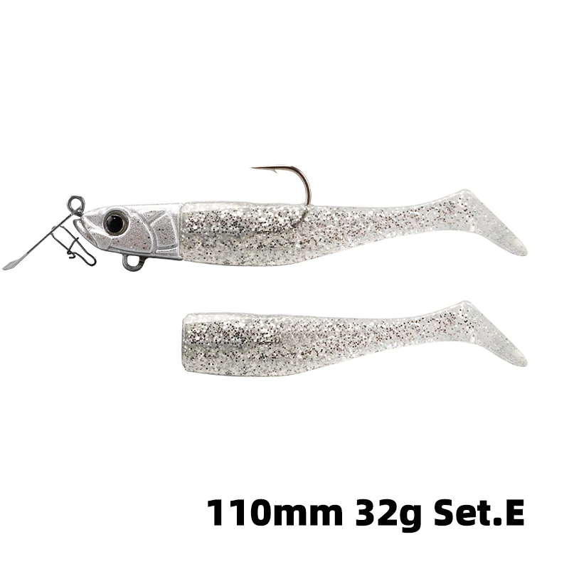 TSURINOYA Flutter señuelo blando cola en T con jig para lubina