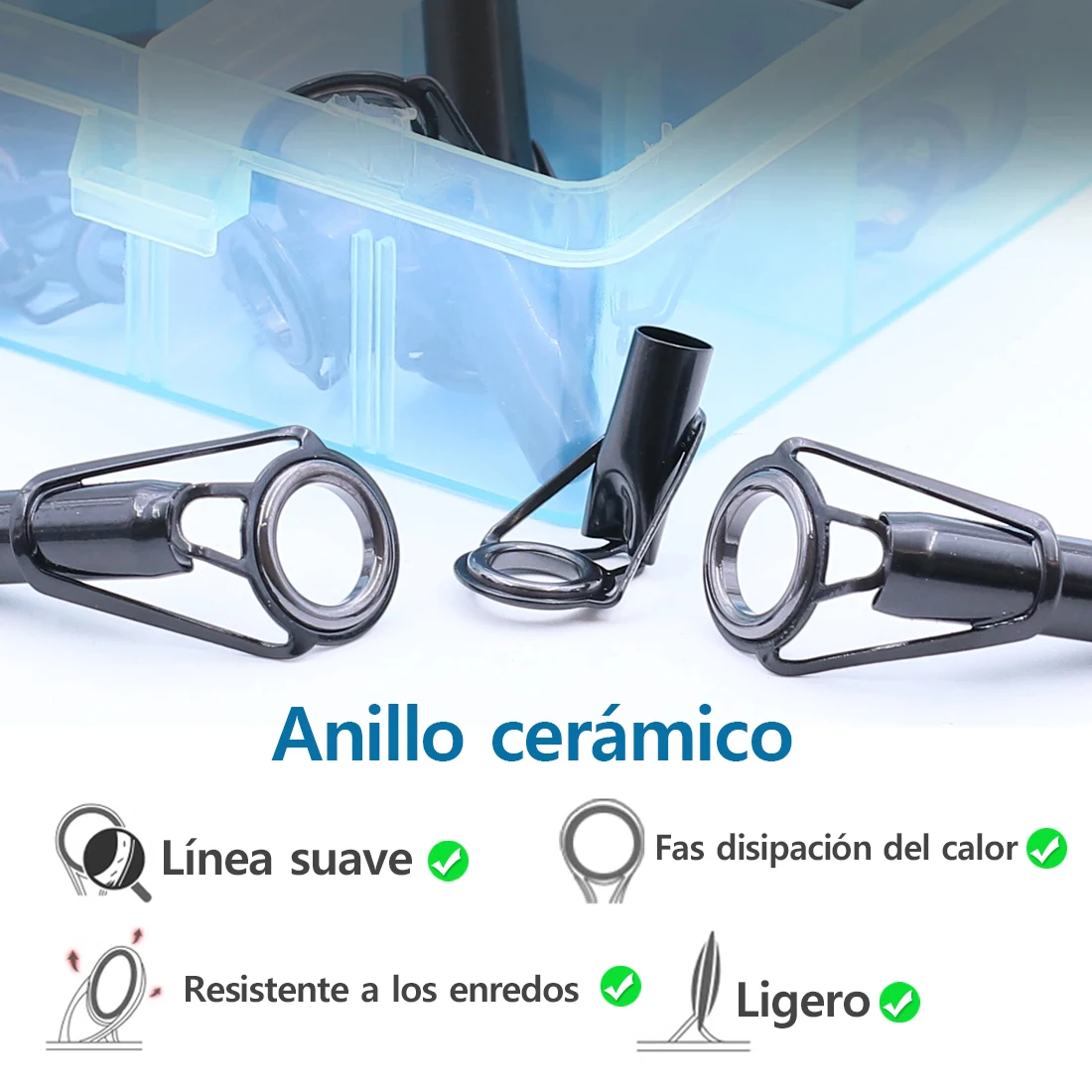 FishTrip Guías de punta caña pescar – Anillo cerámico acero inoxidable - imagen 2