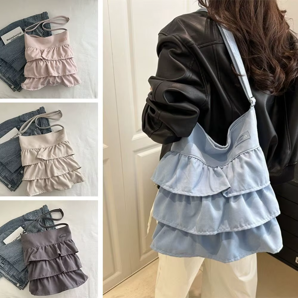 Bolso Tote de Tela con Volantes en Capas – Ligero y Espacioso - imagen 5