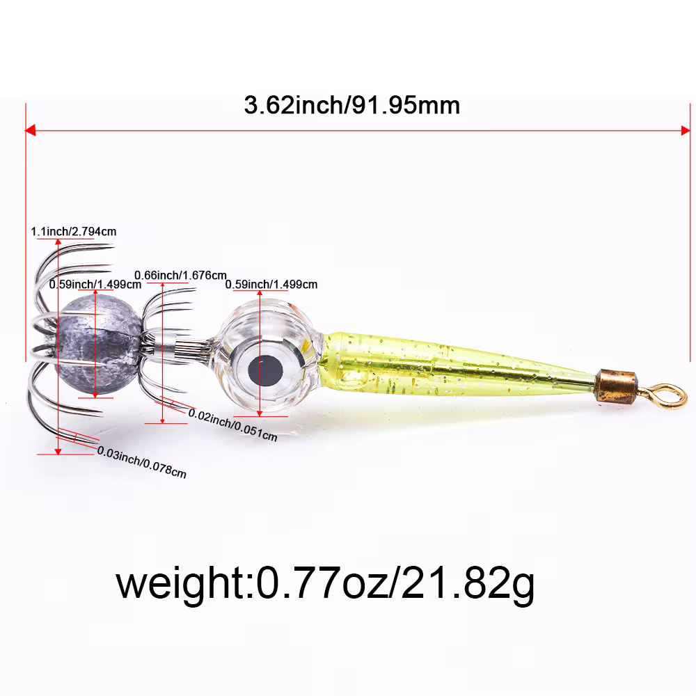 Jig LED para Calamar con Plomo – Pesca Nocturna en Profundidad - imagen 2