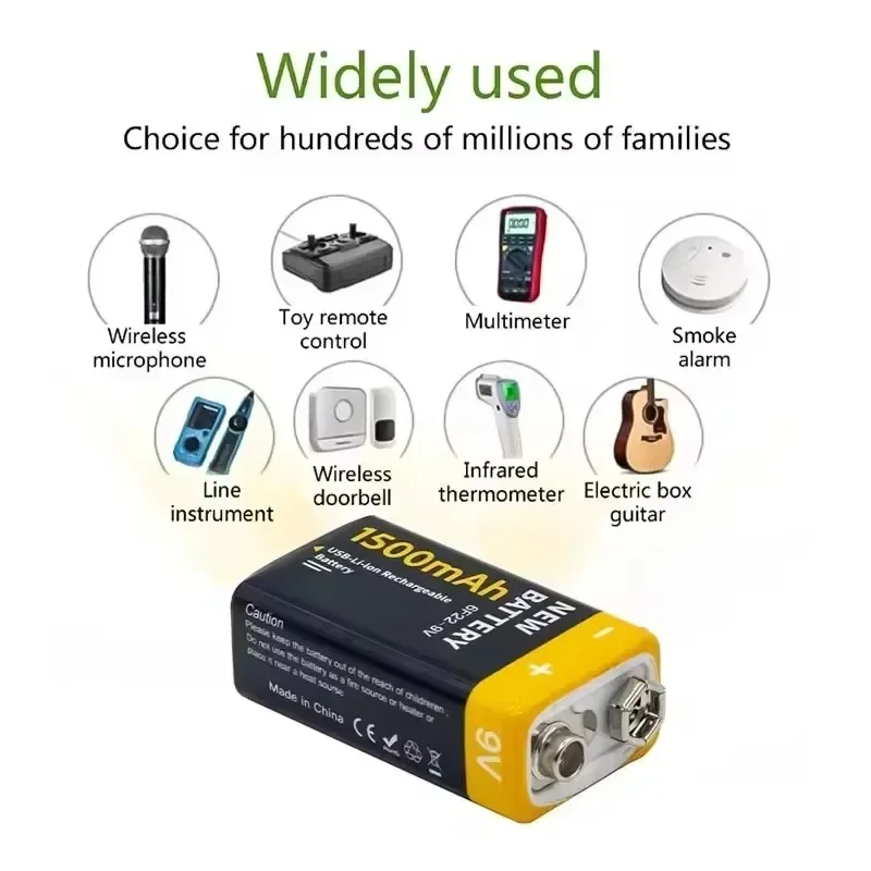 Batería recargable 9V USB-C para RC, micrófono y juguetes - imagen 3