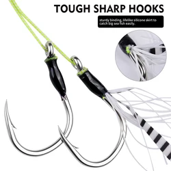 PROBEROS Anzuelos dobles para slow jigging con falda de silicona