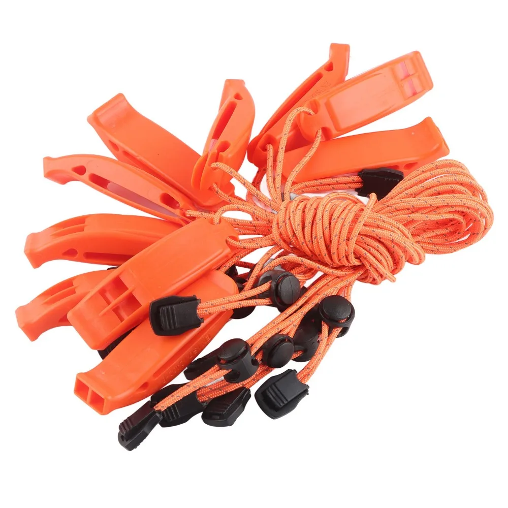 Silbato de seguridad ABS con cordón reflectante y emergencia naranja