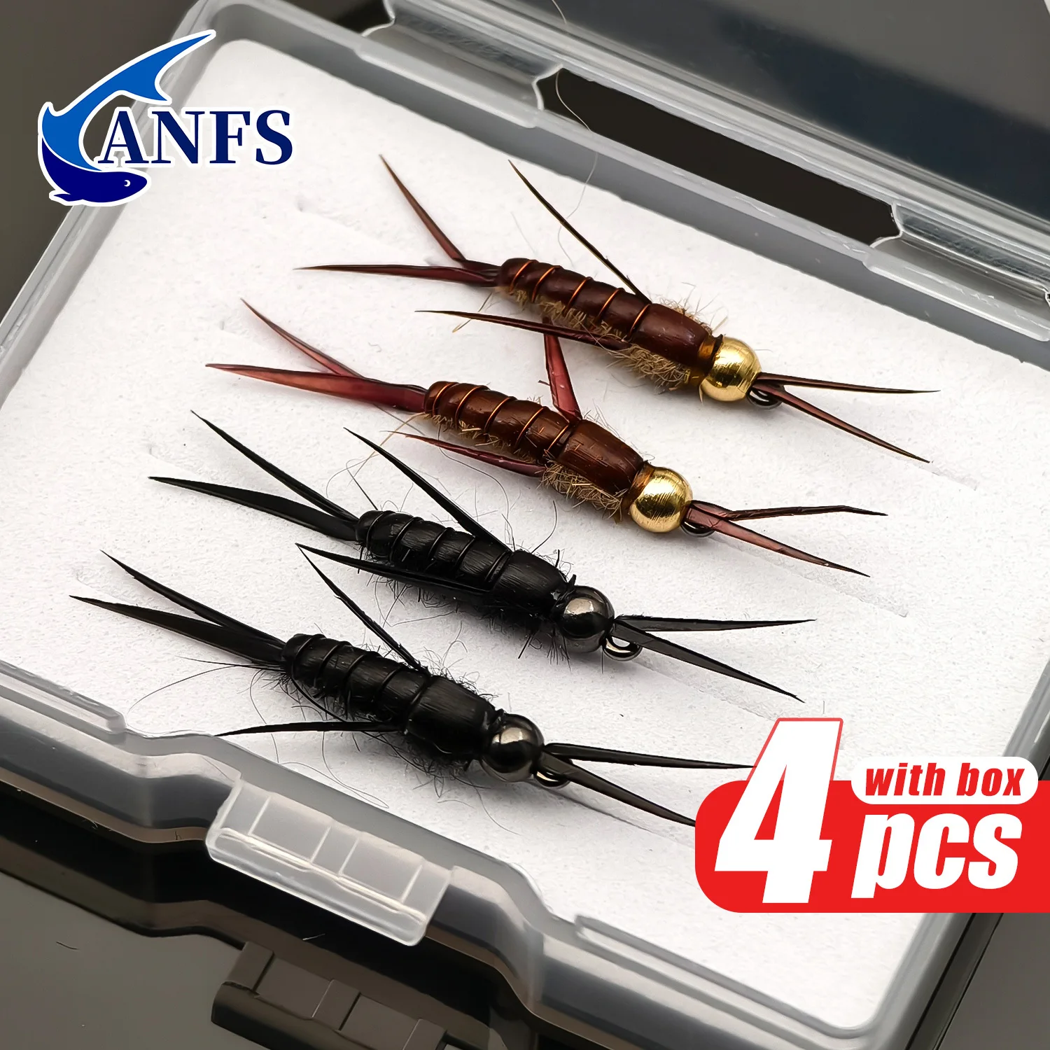Juego de 4 moscas para pesca con mosca