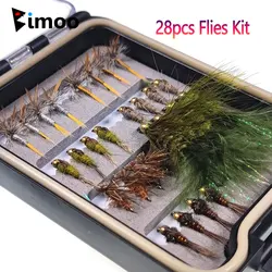 Kit moscas artificiales con caja impermeable para trucha