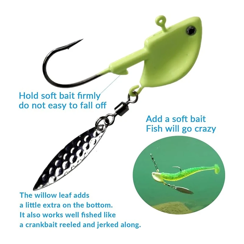 Anzuelos Jig Head con spinnerblade luminosa para vinilo - imagen 2