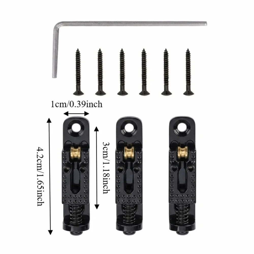 Puente de guitarra eléctrica negro con tornillos