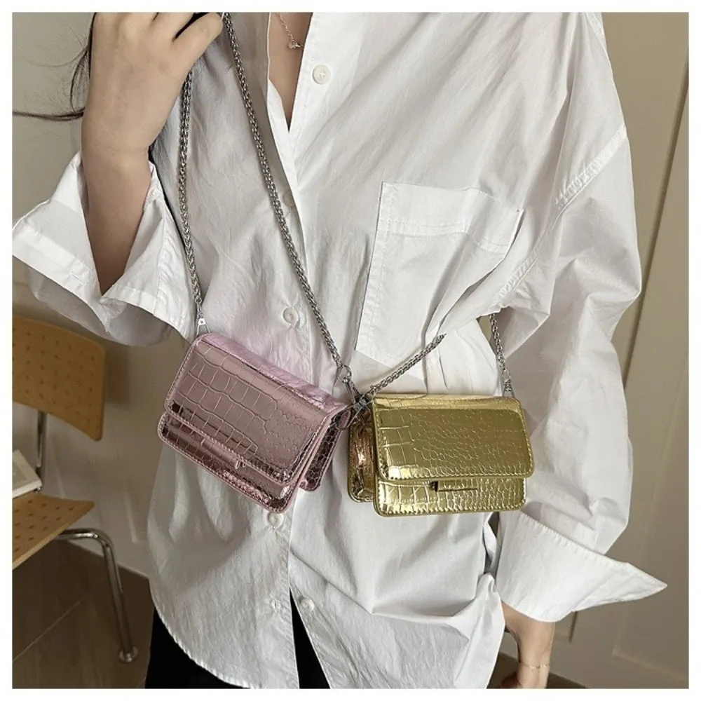 Bolso de hombro cuadrado minimalista de cuero PU con correa cadena - imagen 4